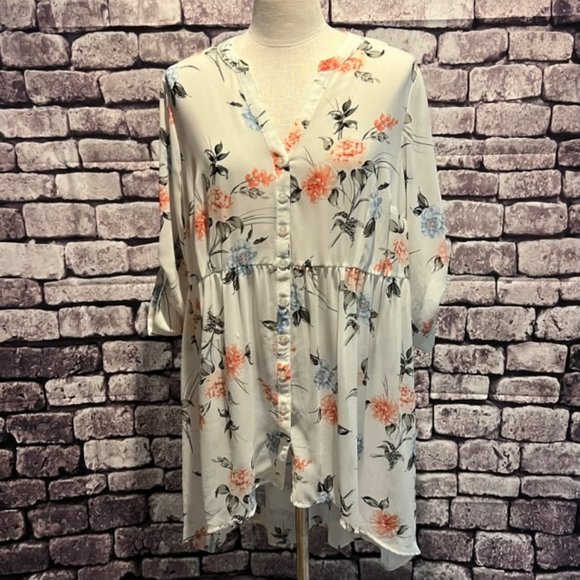 Torrid NWT Sheer V-Neck Tunic Blouse Size 1X - Picture 1 of 11